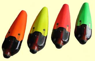 the Acousonde underwater recorder's flotation comes in four nice bright colors: orange, yellow, red, and green