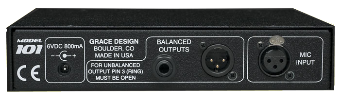back view of Grace Design Model 101 preamplifier